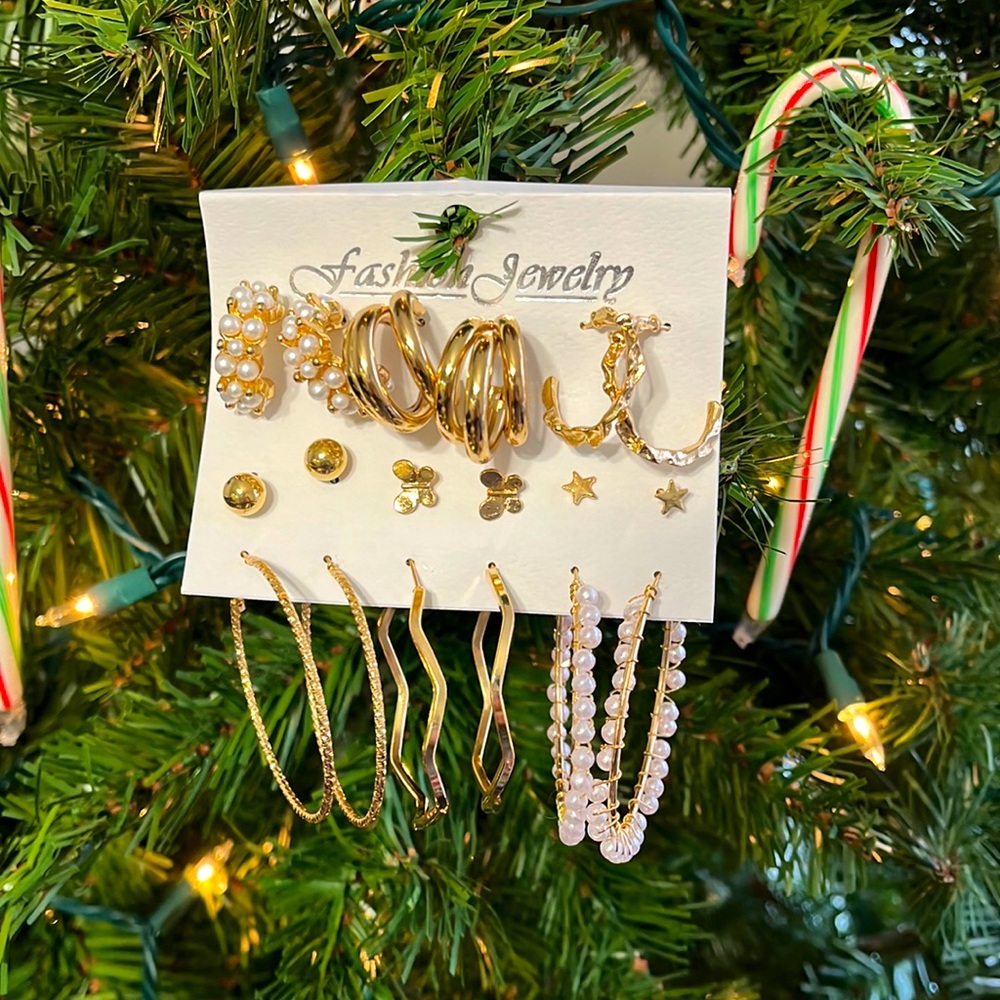 Gold Statement Earring Set